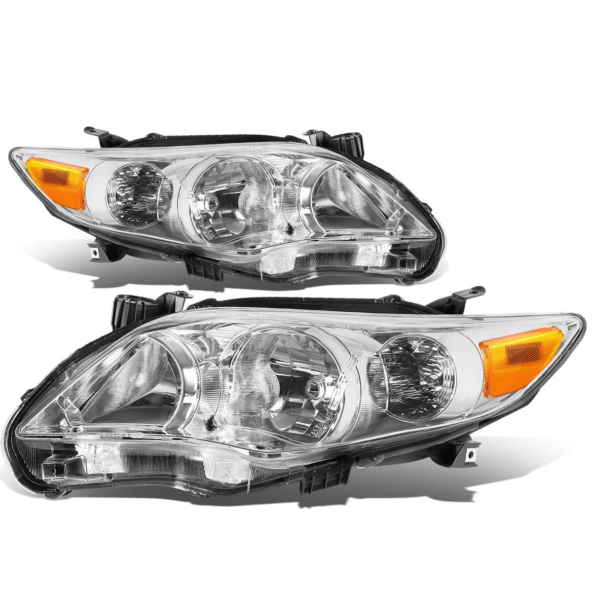 2011-13 Toyota Corolla Sedan Pair Of Headlight & Corner Light (Chrome Housing Amber Reflector) 1 2011-13 Toyota Corolla Sedan Pair Of Headlight & Corner Light (Chrome Housing Amber Reflector)