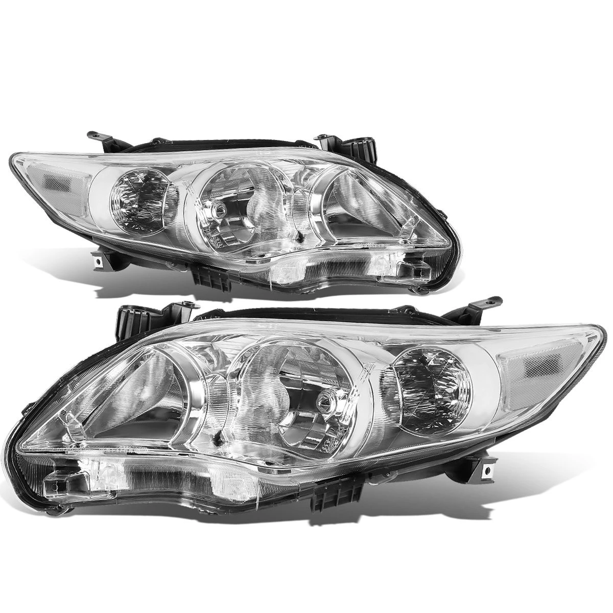 2011-13 Toyota Corolla Sedan Pair Of Headlight & Corner Light (Chrome Housing Clear Reflector) 1 2011-13 Toyota Corolla Sedan Pair Of Headlight & Corner Light (Chrome Housing Clear Reflector)