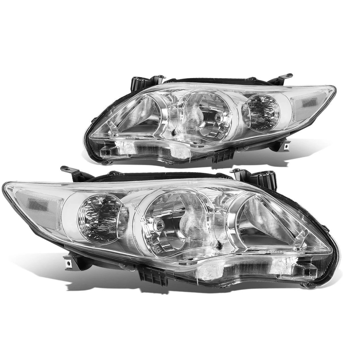 2011-13 Toyota Corolla Sedan Pair Of Headlight & Corner Light (Chrome Housing Clear Reflector) 2 2011-13 Toyota Corolla Sedan Pair Of Headlight & Corner Light (Chrome Housing Clear Reflector) - Image 2