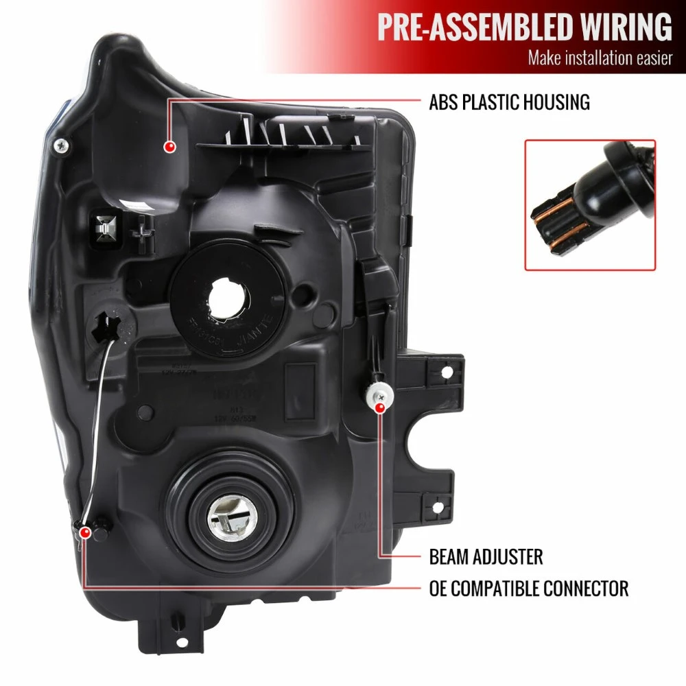 2011-2016 Ford F250/F350/F450 SuperDuty Headlights LED Tube Style - Black 3 2011-2016 Ford F250/F350/F450 SuperDuty Headlights LED Tube Style - Black - Image 3
