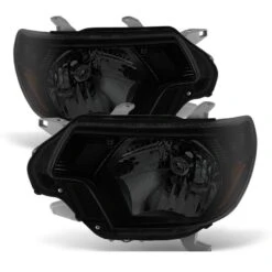 2012-2015 Toyota Tacoma Pickup Replacement Crystal Headlights - Black Smoked