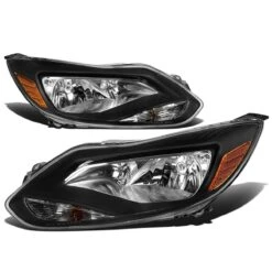 Spyder 2012-2014 Ford Focus [Halogen Model] Crystal Replace Headlights - Black Amber