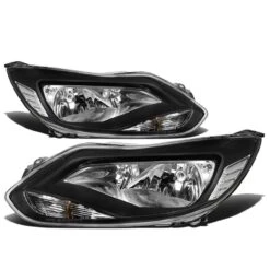 2012-2014 Ford Focus [Halogen Model] Crystal Replace Headlights - Black Clear