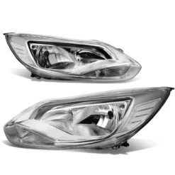 2012-214 Ford Focus [Halogen Model] Crystal Replace Headlights - Chrome Clear
