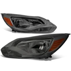 2012-214 Ford Focus [Halogen Model] Crystal Replace Headlights - Smoked Amber