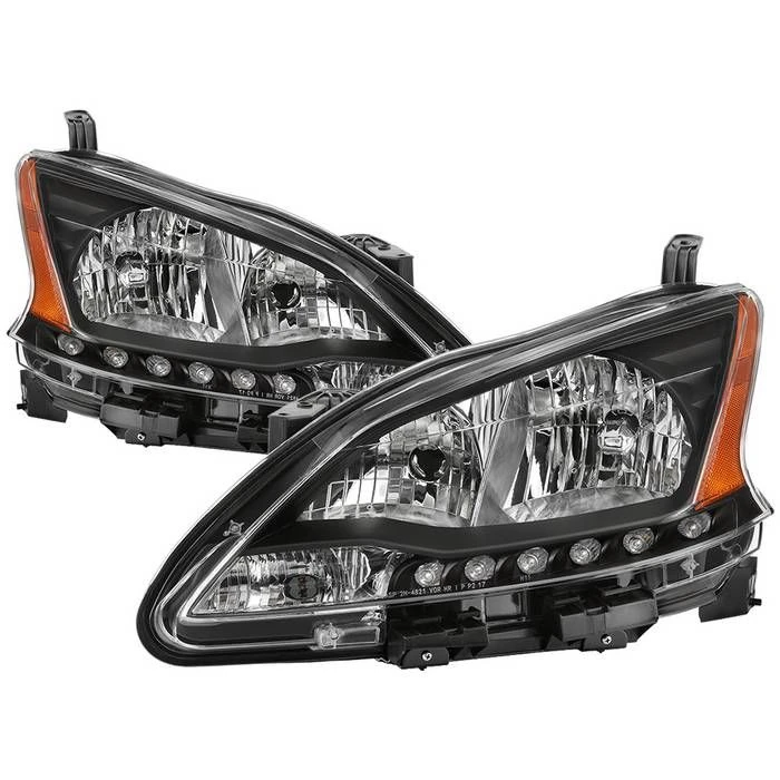 2013-2015 Nissan Sentra Front Replacement Headlamps Headlights - Black 1 2013-2015 Nissan Sentra Front Replacement Headlamps Headlights - Black