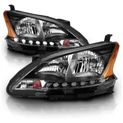 2013-2015 Nissan Sentra Sedan Replacement Headlights - Black