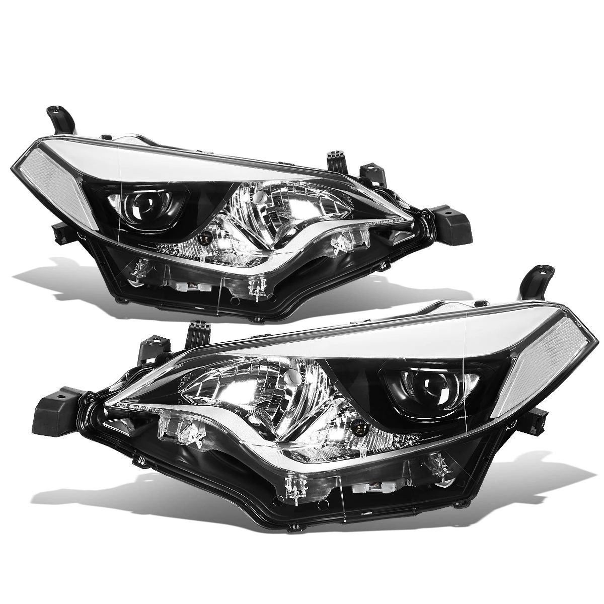 2014-16 Toyota Corolla Sedan Pair Of LED Projector Headlight & Corner Light (Chrome Housing Clear Reflector) 1 2014-16 Toyota Corolla Sedan Pair Of LED Projector Headlight & Corner Light (Chrome Housing Clear Reflector)