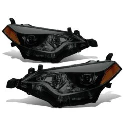 2014-16 Toyota Corolla Sedan Pair Of LED Projector Headlight & Corner Light (Smoked Lens Amber Reflector)