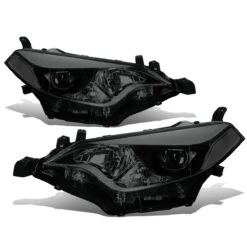 2014-16 Toyota Corolla Sedan Pair Of LED Projector Headlight & Corner Light (Smoked Lens Clear Reflector)