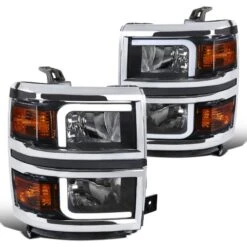 2014-2015 Chevy Silverado 1500 LED Tube Headlights - Black