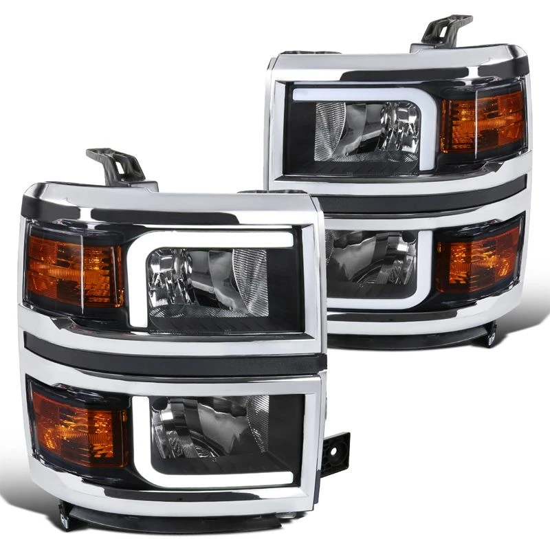 2014-2015 Chevy Silverado 1500 LED Tube Headlights - Black 1 2014-2015 Chevy Silverado 1500 LED Tube Headlights - Black