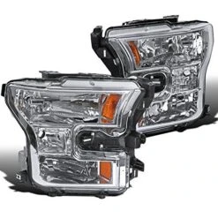 2015-17 Ford F150 Pickup Crystal Replace Headlights - Chrome