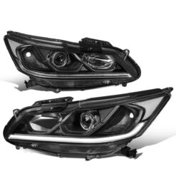 2016-2017 Honda Accord EX SE Led Drl Factory Style Replacement Headlights - Black / Clear