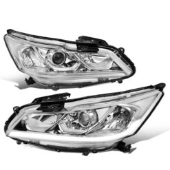 2016-2017 Honda Accord EX SE Led Drl Factory Style Replacement Headlights - Chrome / Clear
