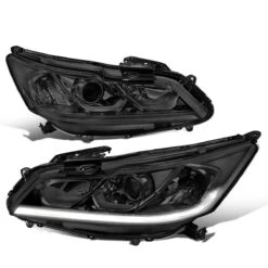 2016-2017 Honda Accord EX SE Led Drl Factory Style Replacement Headlights - Smoked Lens / Clear