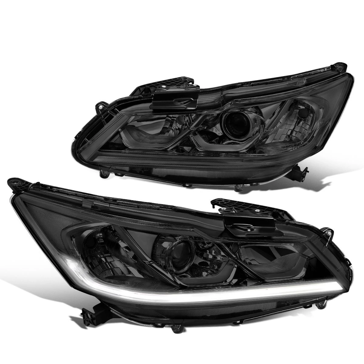 2016-2017 Honda Accord EX SE Led Drl Factory Style Replacement Headlights - Smoked Lens / Clear 2 2016-2017 Honda Accord EX SE Led Drl Factory Style Replacement Headlights - Smoked Lens / Clear - Image 2