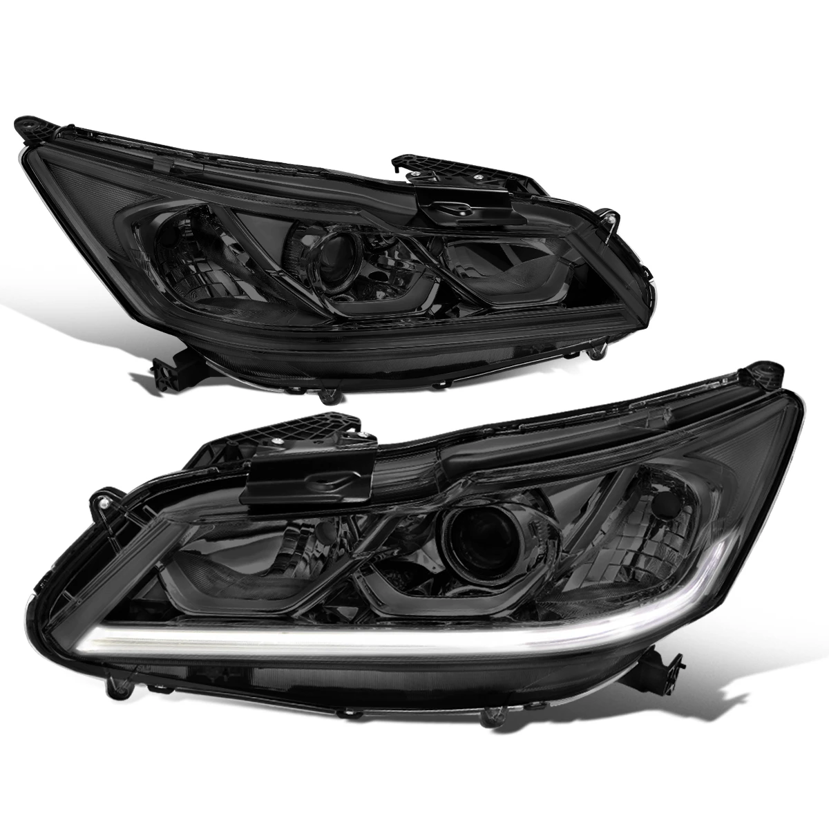 2016-2017 Honda Accord EX SE Led Drl Factory Style Replacement Headlights - Smoked Lens / Clear 3 2016-2017 Honda Accord EX SE Led Drl Factory Style Replacement Headlights - Smoked Lens / Clear - Image 3