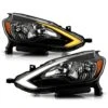 Spyder 2016-2019 Nissan Sentra [Halogen Models] Switchback LED Tube Headlights Headlamps - Black Housing