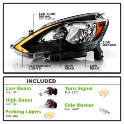 Spyder 2016-2019 Nissan Sentra [Halogen Models] Switchback LED Tube Headlights Headlamps - Black Housing -High-Efficiency Car Light Store 2016 2019 nissan sentra halogen models switchback led tube headlights headlamps black housing 53