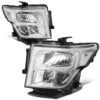 DNA 2016-2022 Nissan Titan XD Reflector Halogen Headlights - Chrome Housing / Clear Side
