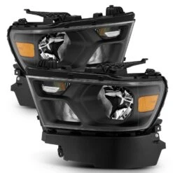 2019-2022 Dodge Ram 1500 (Halogen Type) Crystal Headlights - Black