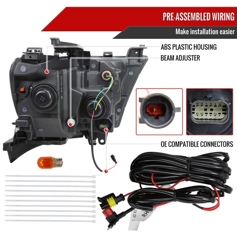 2019-2022 Dodge Ram 1500 Halogen Reflector Headlights W/ LED DRL Strip - Black Housing Smoked Lens 3 2019-2022 Dodge Ram 1500 Halogen Reflector Headlights W/ LED DRL Strip - Black Housing Smoked Lens - Image 3