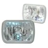 Pair 7X6 Inch Diamond Cut Clear Glass Lens Headlight Lamps - Chrome