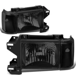 87-91 Ford F150 F250 Bronco OE-Style Headlights Combo - Black Smoked / Clear -High-Efficiency Car Light Store 87 91 ford f150 f250 bronco oe style headlights combo black smoked clear 90