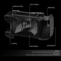 87-91 Ford F150 F250 Bronco OE-Style Headlights Combo - Black Smoked / Clear -High-Efficiency Car Light Store 87 91 ford f150 f250 bronco oe style headlights combo black smoked clear 93