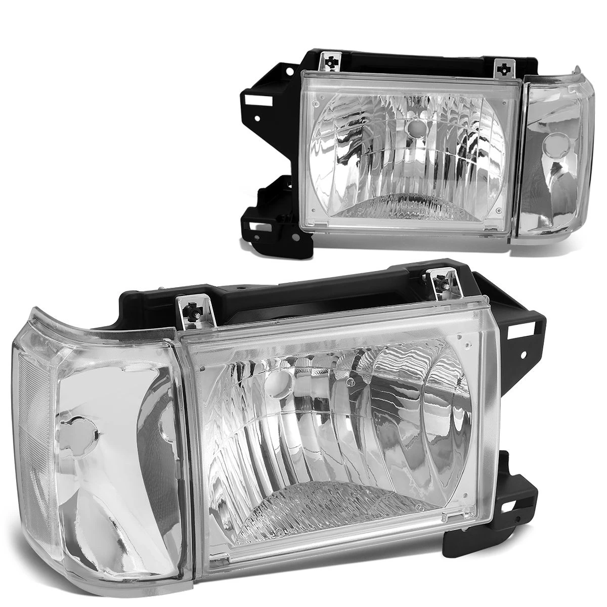 87-91 Ford F150 F250 Bronco OE-Style Headlights Combo - Chrome / Clear 2 87-91 Ford F150 F250 Bronco OE-Style Headlights Combo - Chrome / Clear - Image 2