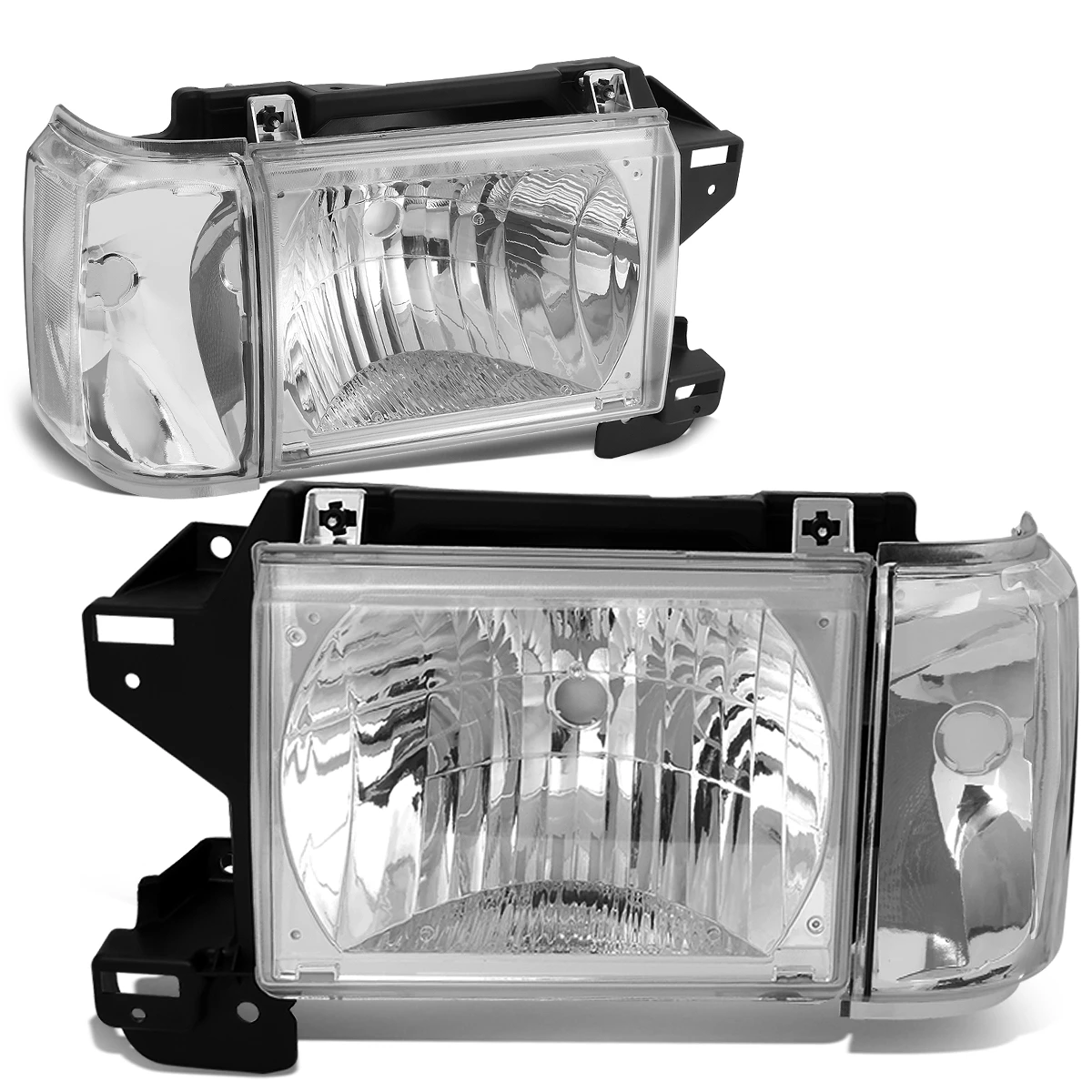87-91 Ford F150 F250 Bronco OE-Style Headlights Combo - Chrome / Clear 3 87-91 Ford F150 F250 Bronco OE-Style Headlights Combo - Chrome / Clear - Image 3