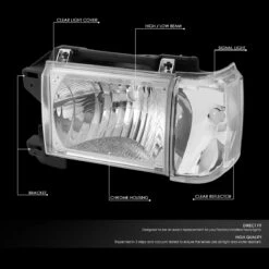 87-91 Ford F150 F250 Bronco OE-Style Headlights Combo - Chrome / Clear 12 87-91 Ford F150 F250 Bronco OE-Style Headlights Combo - Chrome / Clear -High-Efficiency Car Light Store 87 91 ford f150 f250 bronco oe style headlights combo chrome clear 93