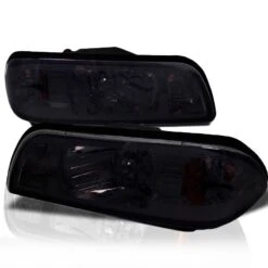 87-93 Ford Mustang 1-Piece Euro Style Headlights - Smoked