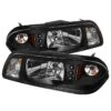 87-93 Ford Mustang 1-Piece Euro Style LED Crystal Headlights - Black