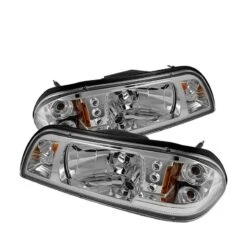 87-93 Ford Mustang 1-Piece Euro Style LED Crystal Headlights - Chrome
