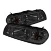 87-93 Ford Mustang 1-Piece Euro Style LED Crystal Headlights - Smoked