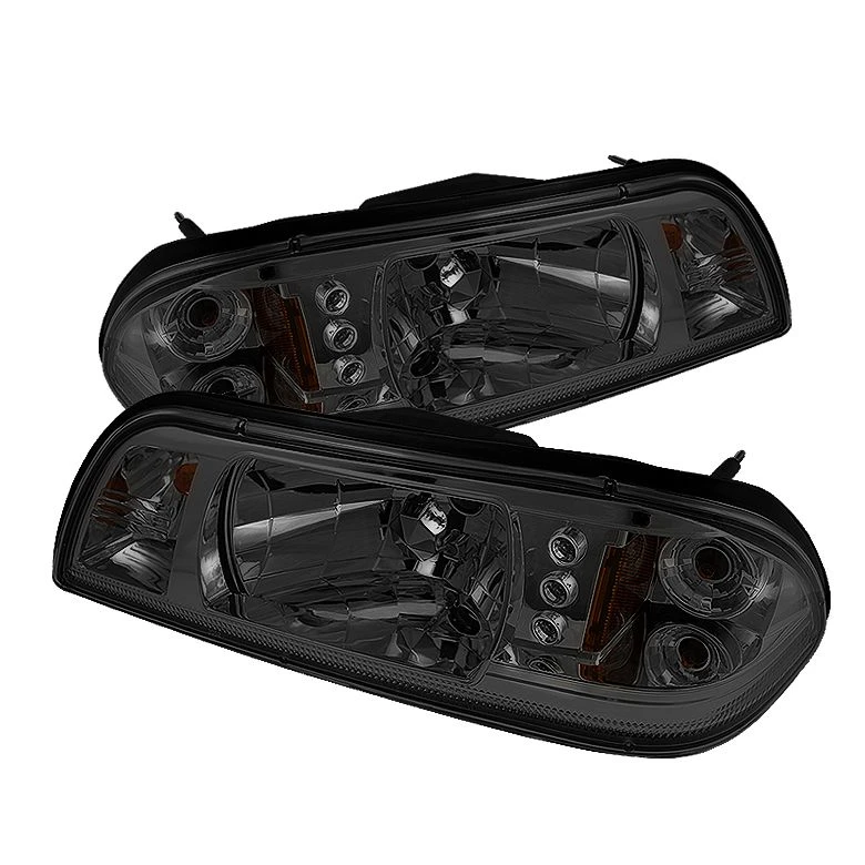 87-93 Ford Mustang 1-Piece Euro Style LED Crystal Headlights - Smoked 1 87-93 Ford Mustang 1-Piece Euro Style LED Crystal Headlights - Smoked