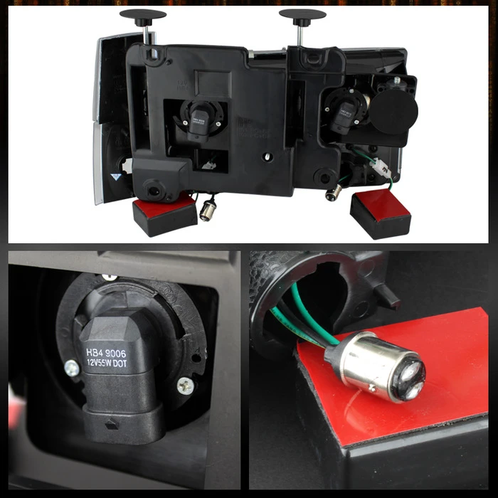 88-93 Chevy/GMC C/K Series / Blazer / Silverado / Suburban / Sierra / Yukon Crystal Headlights Set W/ LED Bumper Light - Black 2 88-93 Chevy/GMC C/K Series / Blazer / Silverado / Suburban / Sierra / Yukon Crystal Headlights Set W/ LED Bumper Light - Black - Image 2