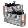 88-93 Chevy/GMC C/K Series / Blazer / Silverado / Suburban / Sierra / Yukon Crystal Headlights Set W/ LED Bumper Light - Chrome