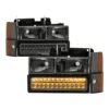88-93 Chevy/GMC C/K Series / Blazer / Silverado / Suburban / Sierra / Yukon Crystal Headlights Set W/ LED Bumper Light - Smoked