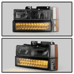 88-93 Chevy/GMC C/K Series / Blazer / Silverado / Suburban / Sierra / Yukon Crystal Headlights Set W/ LED Bumper Light - Smoked -High-Efficiency Car Light Store 88 93 chevy gmc c k series blazer silverado suburban sierra yukon crystal headlights set w led bumper light smoked 167