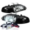 HID Combo 92-95 Honda Civic 2/3DR JDM Black Crystal Headlights