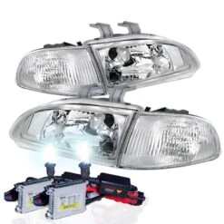 HID Combo 92-95 Honda Civic 2/3DR JDM Chrome Clear Crystal Headlights Set