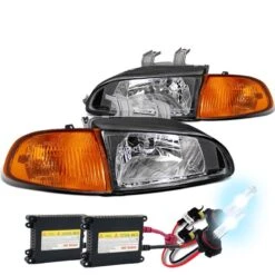 HID Combo 92-95 Honda Civic EG 2/3DR JDM Crystal Headlights + Corner - Black