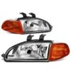 92-95 Honda Civic Headlights + Corner Signal Lens - Chrome / Amber