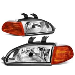 92-95 Honda Civic Headlights + Corner Signal Lens - Chrome / Amber