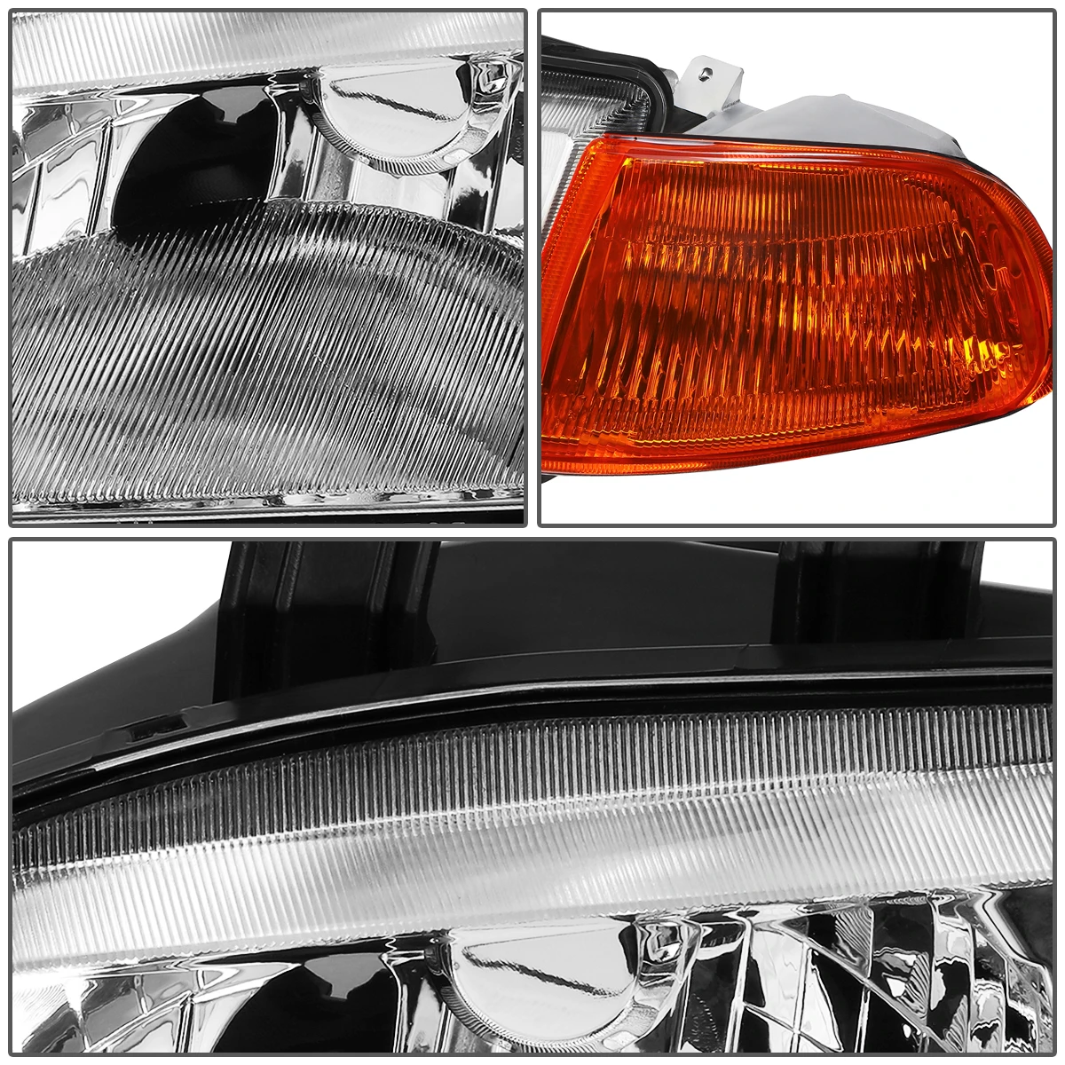 92-95 Honda Civic Headlights + Corner Signal Lens - Chrome / Amber 3 92-95 Honda Civic Headlights + Corner Signal Lens - Chrome / Amber - Image 3