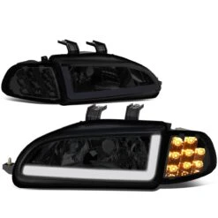 92-95 Honda Civic LED DRL Bar + Turn Signal Headlight Corner Lamps Smoked