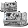 92-96 Ford Bronco / F150 F250 LED DRL Headlights + Bumper + Corner - Chrome Clear